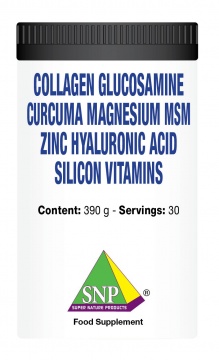 Collagen Glucosamine Curcuma Magnesium MSM Zinc Hyaluronic Acid Silicon Vitamins