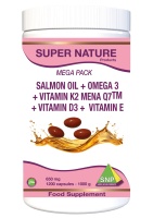 Salmon oil  Omega 3  Vitamin K2 Mena Q7   Vitamin D3  Vitamin E MEGA PACK